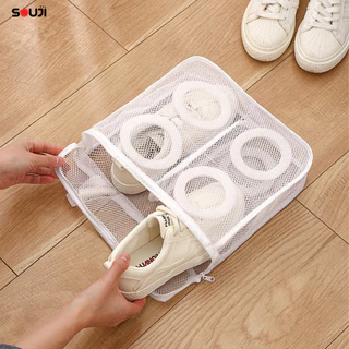 ⚡️ส่งด่วน💥 2in1 ถุงซักถนอมรองเท้า SOUJI BAG SHOE ไม่เสียทรงรองเท้า ✅ใช้กับเครื่องซักผ้า ✅แขวนตากได้