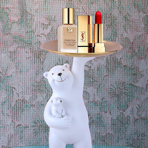 Creative เด็กหมี Porch Key Storage เครื่องประดับถาดห้องนั่งเล่นเดสก์ท็อปทีวีตู้นุ่มตกแต่ง LuxuryResin
