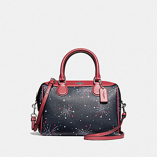 กระเป๋า Coach ของแท้  Outlet USA MINI BENNETT SATCHEL WITH FIREWORKS PRINT (F73155) SILVER/NAVY MULTI