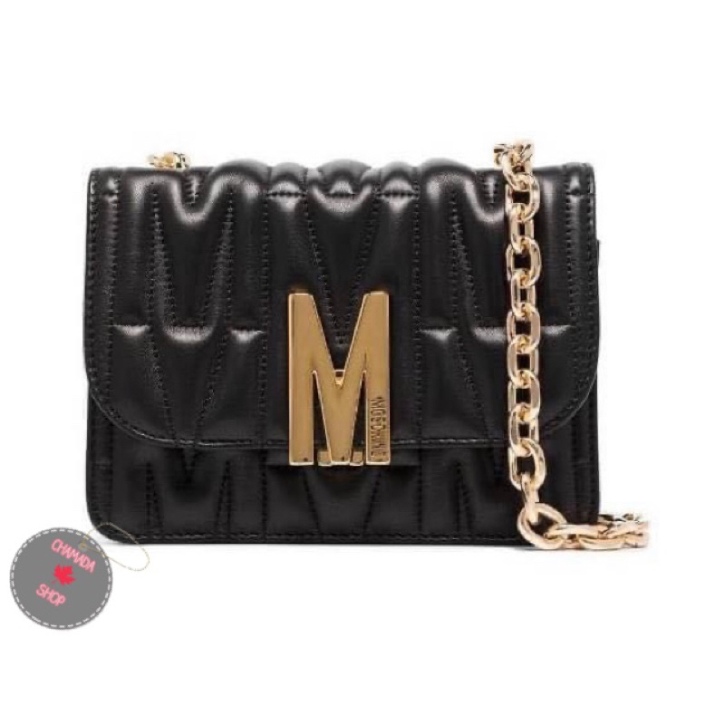 Moschino M quilted logo shoulder bag🖤 แท้💯