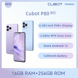 Cubot สมาร์ทโฟน P80 2023 แรม 8Gb รอม 256Gb Nfc หน้าจอ Fhd+ 6.583 นิ้ว 48Mp+24Mp แอนดรอยด์ 13 5200Mah