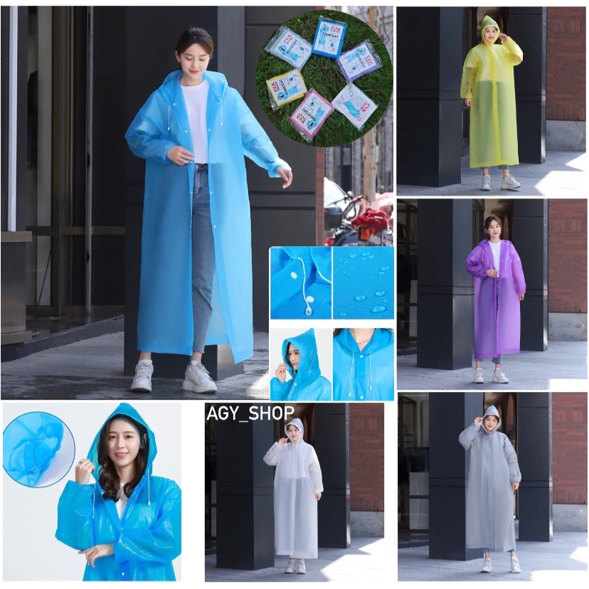 เสื้อกันฝนผู้ใหญ่ EVA สไตล์เกาหลี น้ำหนักเบาพกพาสะดวก มีหลากหลายสีให้เลือก