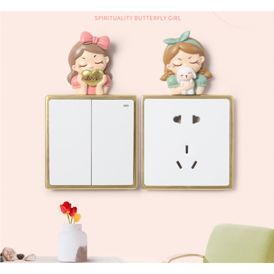 🎉สินค้าพร้อมส่ง🎉ตัวการ์ตูนติดสวิสต์ไฟรูป ดญ.ใส่ที่คาดผม สติ๊กเกอร์ติดผนัง3dรูป ดญ.ใส่ที่คาดผม