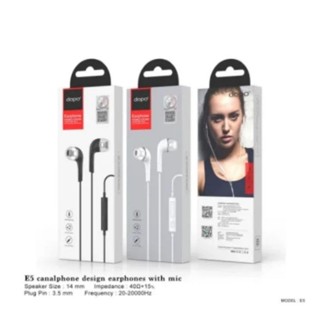 หูฟังE5 (White) canalphone design earphones with mic หูฟังพร้อมไมค์