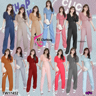 CS17452 Jumpsuit จั้มสูทขายาวอกจับจีบ Jumpsuit