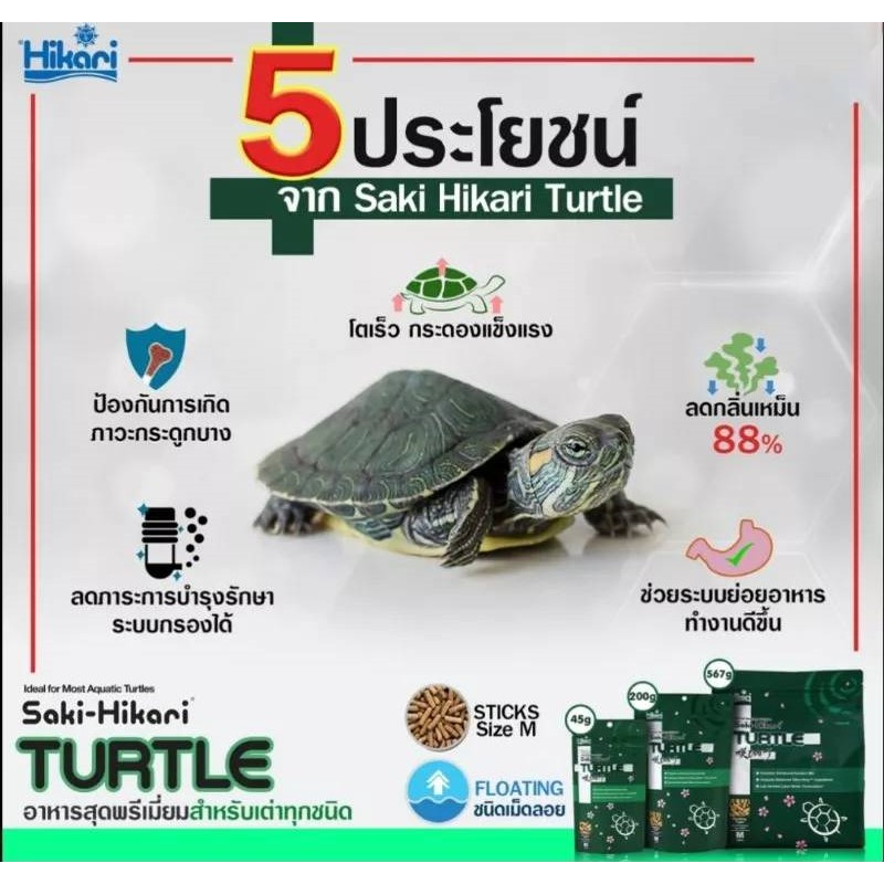 Saki-Hikari Turtle Food อาหารเต่า อาหารตะพาบ เม็ด M ชนิดลอยน้ำ - รูปที่ 2