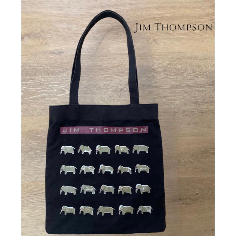 Jim Thompson tote bag ผ้าแคนวาส หนา พิมพ์ลาย2ด้าน สะพายไหล่ได้