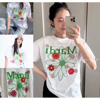 “mardi mercredi crop Top” เสื้อยืดสุดฮิต พิมพ์ลายดอกไม้ แบรนด์ตามเกาหลี