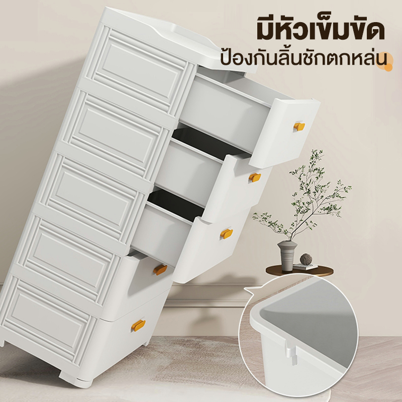 ROMOSS โต๊ะข้างเตียง ชั้นใส่เสื้อผ้า ลิ้นชัก ตู้ลิ้นชัก ลิ้นชักพลาสติก ลิ้นชัก ตู้เสื้อผ้าเด็ก พร้อมล้อเลื่อน - รูปที่ 4
