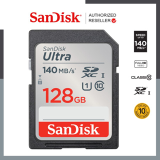 SanDisk Ultra SD Card Class10 128GB SDXC Speed 140MB/s (SDSDUNB-128G-GN6IN*1) เมมโมรี่การ์ด สำหรับ กล้องมิลเลอร์เลส DSLR Mirrorless ประกัน10ปี