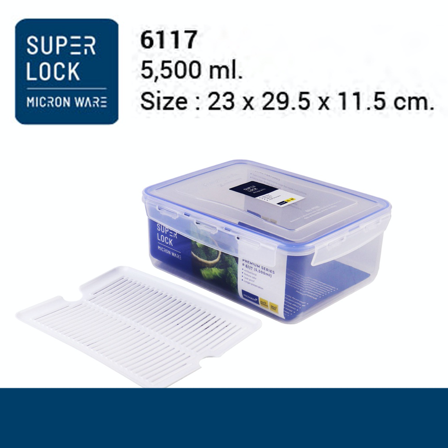 Super Lock กล่องถนอมอาหาร 5500ml.รุ่น 6117 / 2200ml รุ่น 5056 [เข้าไมโครเวฟได้] กล่องแบ่ง Superlock 