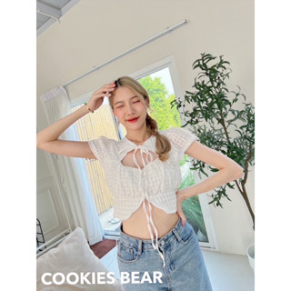 เสื้อแขนสั้นทรงใหม่ ผูกคอเว้าอก Cookie bear 🐻