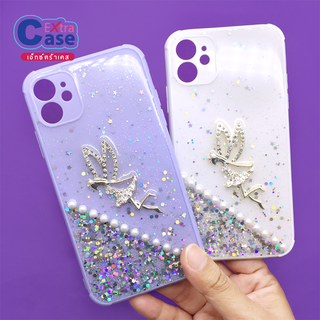 OPPO A5(2020) A9(2020) A15 A16 / VIVO Y20 Y21 Y22  Y12 เคสมือถือขอบนิ่มด้านหลักเคลือบเจลกากเพชรติดอะไหล่นางฟ้า สีพาสเทล