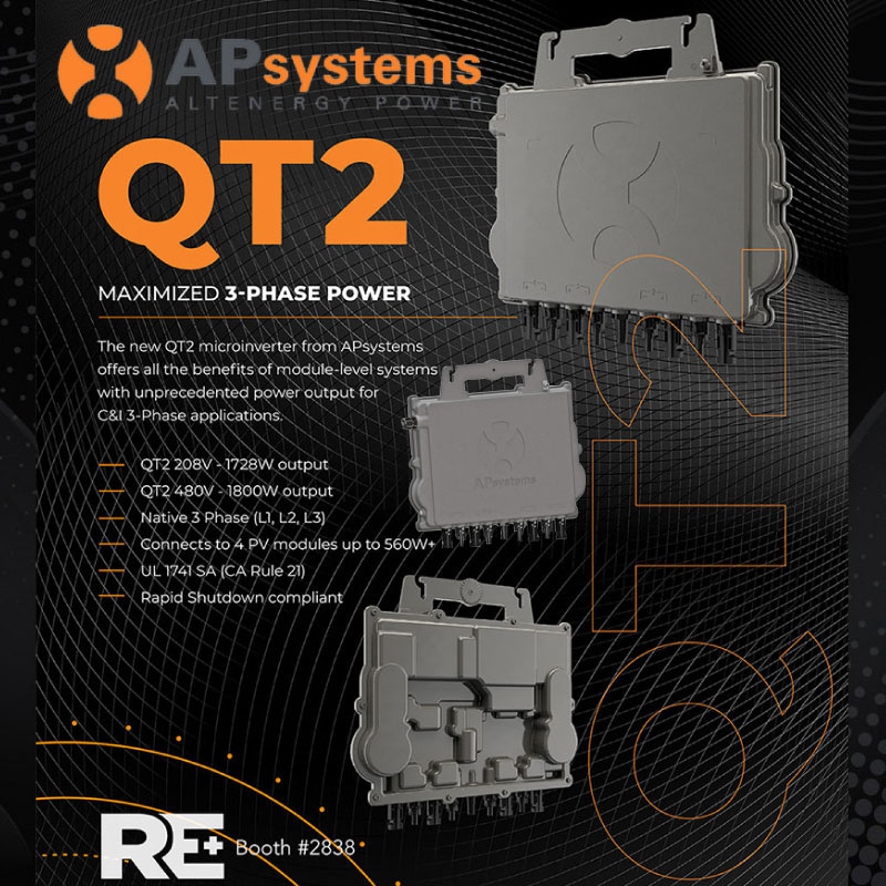 APsystems QT2 Microinverter Single Phase
