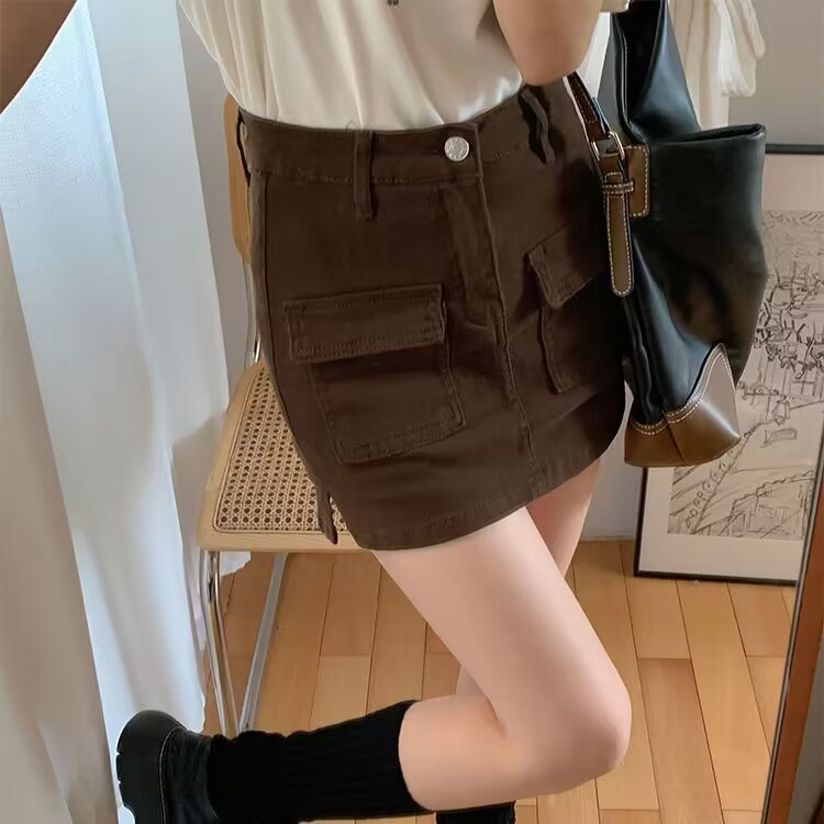 Rommers S-6XL พร้อมส่ง​ กระโปรงยีนสั้น ใส่ง่าย เข้ากับทุกชุด กระโปรงขนาดใหญ่ - รูปที่ 6