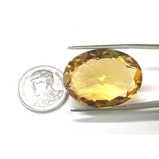 พลอยซิทริน เเท้. Natural Citrine. เม็ดใหญ่ สวย พลอยสด พลอยธรรมชาติแท้100%. 27.81การัต(cts) | 26X19.20mm