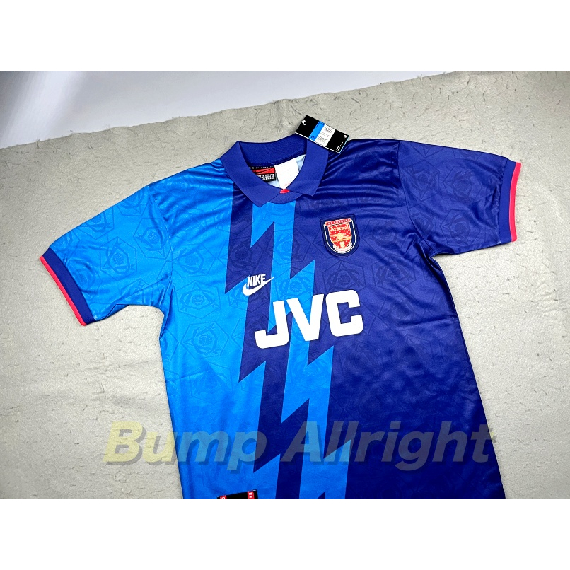 Retro : เสื้อฟุตบอลย้อนยุค Vintage ทีมอาเซน่อล Arsenal Away 1995 JVC น้ำเงิน สุดคลาสสิค !!