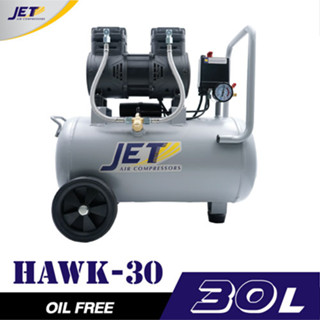 JETT HAWK-30 ปั๊มลมไร้น้ำมัน 1450W. ถัง 30 ลิตร