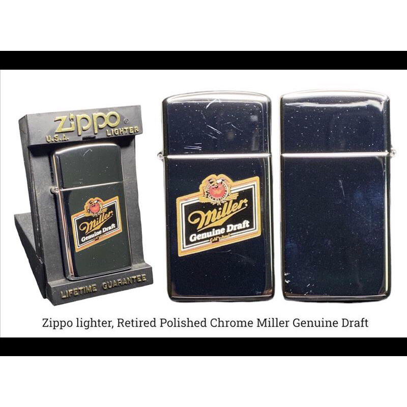 ไฟแช็ค Zippo แท้ Retired Polished Chrome Miller Genuine Dra ft Zippo lighter ไม่ผ่านการใช้งาน