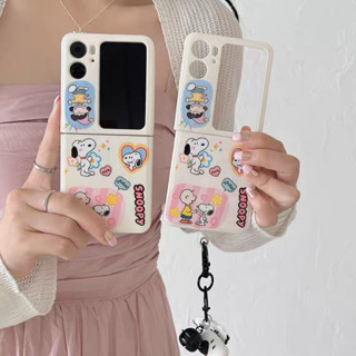 เคส Oppo Find N2 Flip เคมสีขาวสกรีนการ์ตูนน่ารัก มีที่ห้อยเข้าเซ็ต น่ารัก🤍