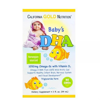 DHA Babys California Gold Nutrition, Babys DHA, 1050 mg, Omega-3s with Vitamin D3, 2 fl oz (59 ml)