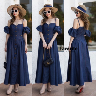 🌈🌿🌺🌼🌸💙🇰🇷 Jeans SGL Doll Sleeve Maxi Dress