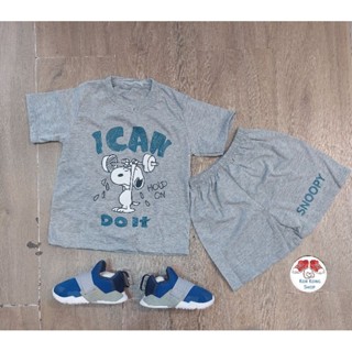 ■มือ1ชุดเซ็ตเด็ก เสื้อ+กางเกง ลาย snoppy ผ้า cotton 100%