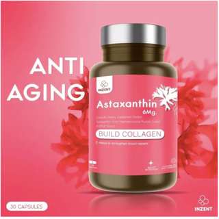 INZENT ASTAXANTHIN 6 MG แอสตาแซนธิน 6 มก. (30 แคปซูล) แอสต้าแซนธีน แอสต้าแซนทีน สาหร่ายสีแดง ต้านอนุมูลอิสระ ชะลอวัย