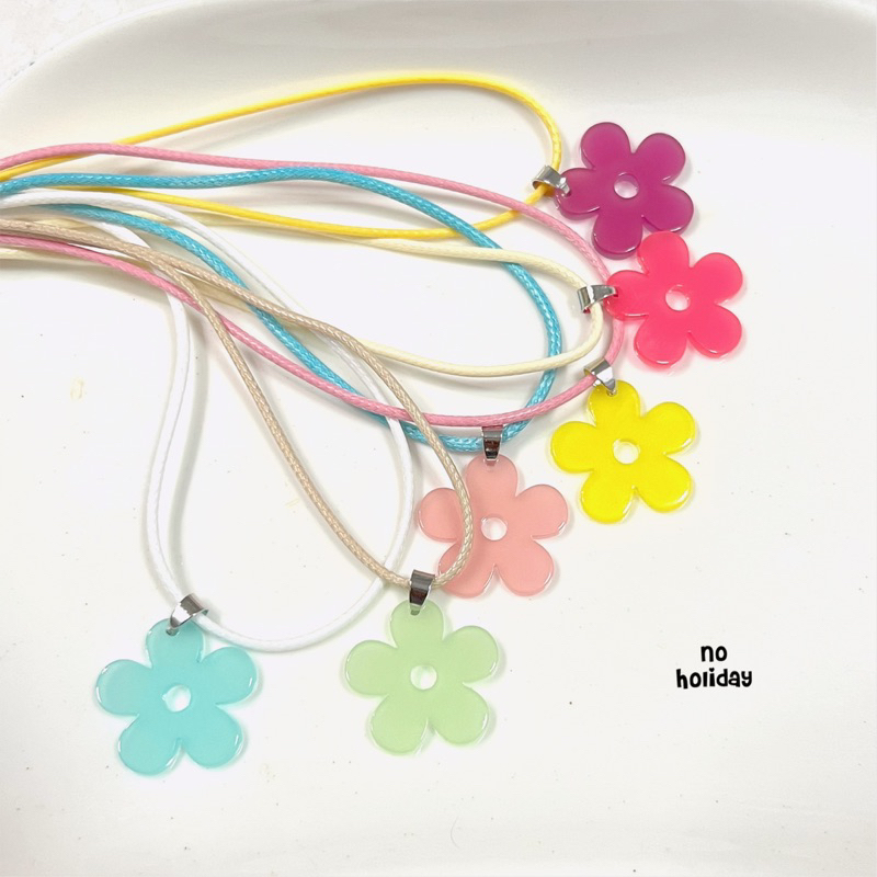 สร้อยคอดอกไม้ Ponytails flower (เลือกสีจี้สีสร้อยเองได้เรย)