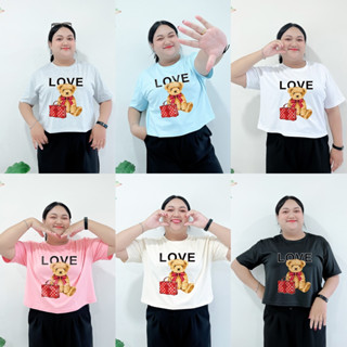 6000-IMG-36# เสื้อครอป 6XL ไซส์จั้มโบ้ ลายหมี LOVE ลายน่ารัก