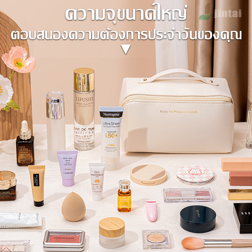 พร้อมส่ง กระเป๋าใส่เครื่องสำอาง ตั้งทรงได้ มีหูหิ้ว รูปที่ 3