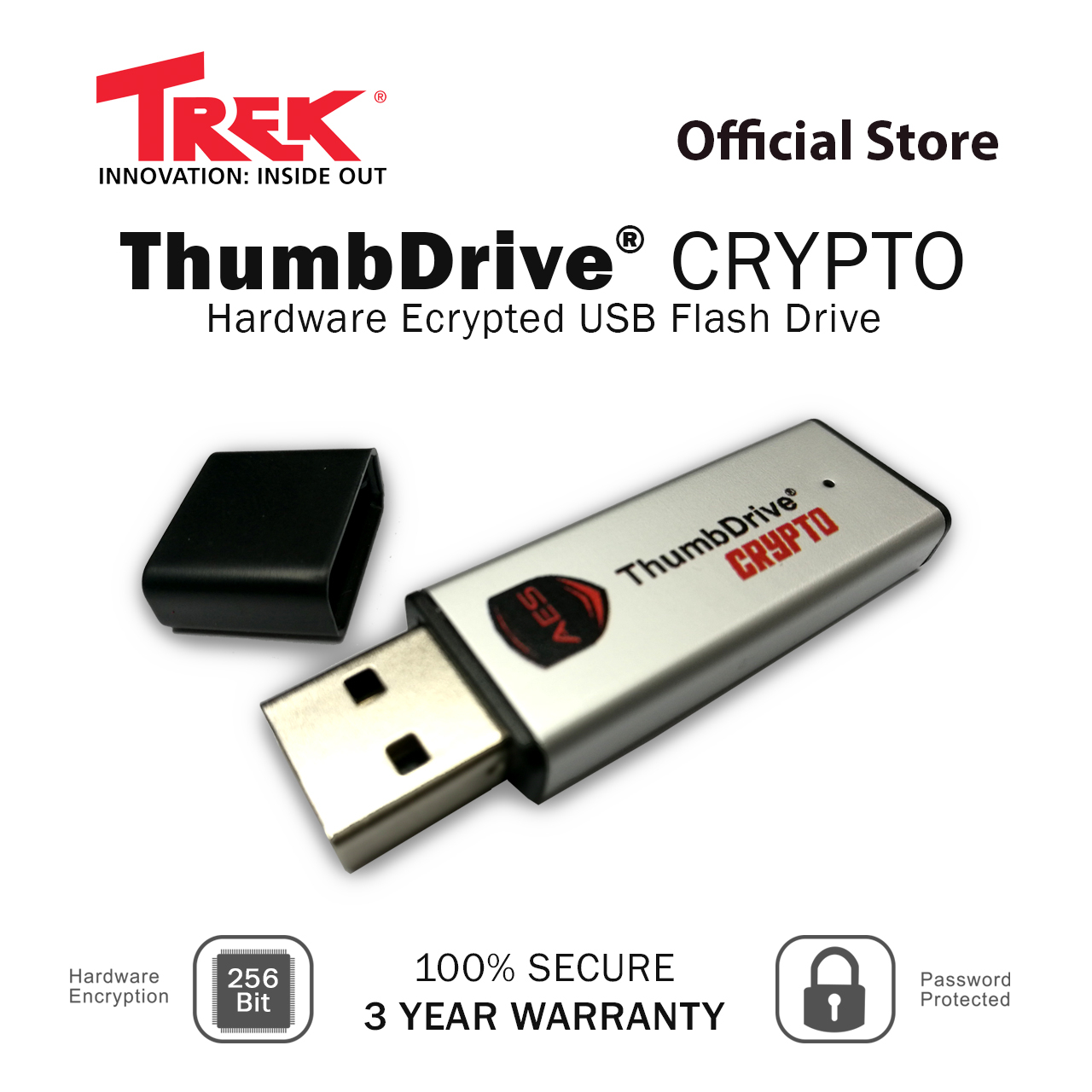 Trek Security CRYPTO LITE Encrypted USB 2.0 - 8GB ป้องกันด้วย PW