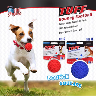TUFF Bouncy Football Dog Toy ของเล่นสุนัข ของเล่นลูกบอลยาง บีบมีเสียง สำหรับสุนัข Size S / Size M