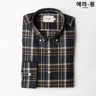 era-won Premium Quality เสื้อเชิ้ต ทรงปกติ Dress Shirt แขนยาว สี Black Amsterdam