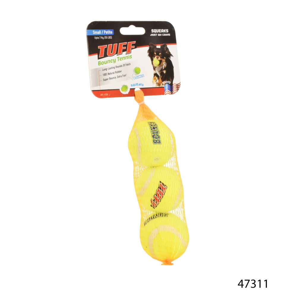 TUFF Rubber Tennis Ball ของเล่นสุนัข ของเล่นลูกเทนนิส บีบมีเสียง เด้งได้ สำหรับสุนัข Size S / Size M / Size L - รูปที่ 2