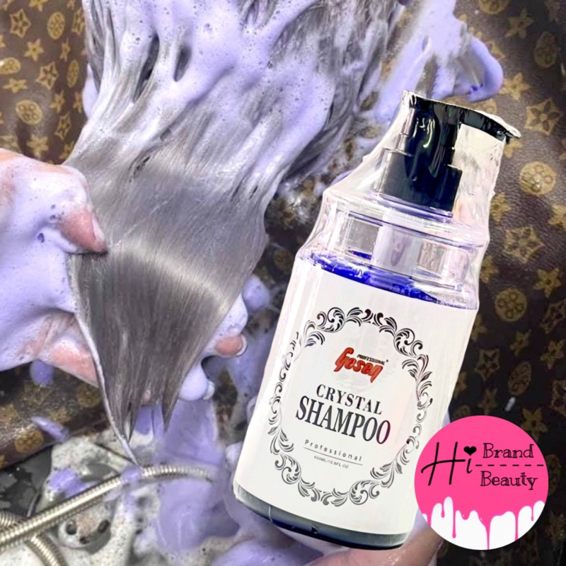 แชมพูคริสตัล โกเซ็น Gosen Crystal Shampoo คริสตัลแชมพู ลดไรเหลืองบนเส้นผม ให้ประกายเทาอมม่วง ขนาด 450ml