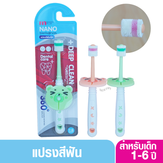 FIN แปรงสีฟันเด็ก หัวทรงกลม360องศา ขนนุ่ม รุ่นST029 ขจัดคราบได้หมดจด BPAFree แปรงสีฟัน 1-6ปี มาพร้อมแผ่นรองป้องกัน