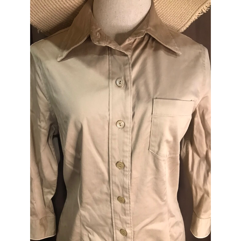 Gapเดรสแขนยาวคอปกกระดุมหน้า