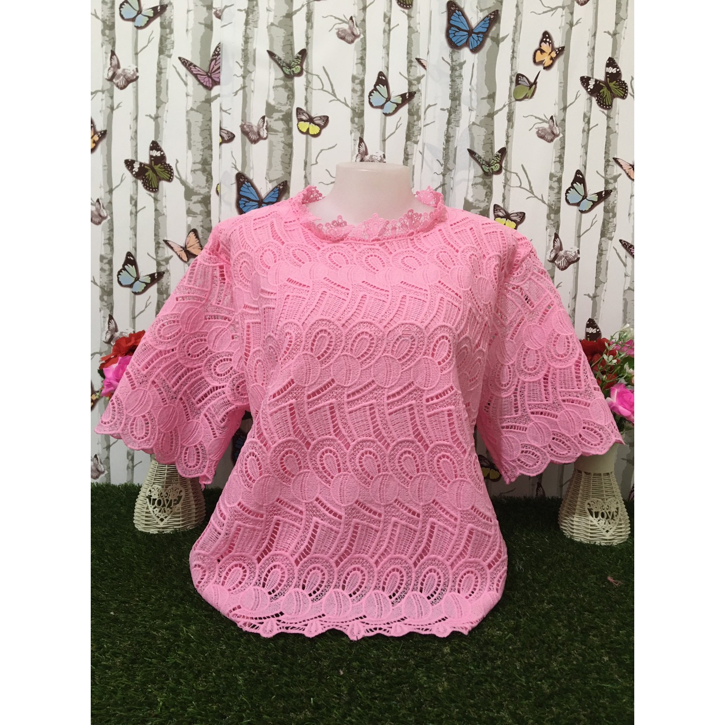 เสื้อลูกไม้ อก50-52 #เสื้อลูกไม้สาวอวบ#แขนสามส่วน#สาวอวบ#รุ่น5205-8118