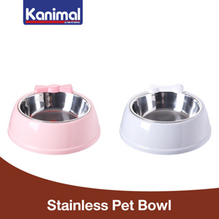 Kanimal Plastic + Stainless Steel Pet Bowl ชามอาหารสัตว์เลี้ยง รุ่นสแตนเลส ชามน้ำ พลาสติกหนาพิเศษ สำหรับสุนัขและแมว