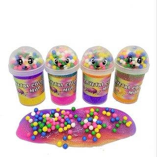 พร้อมส่ง สไลม์ สลาม กากเพชร ไม่ติดมือ สีสายรุ้ง สวย ราคาถูก ของเล่นเด็ก Colorful Glitter Slime ถูกที่สุด