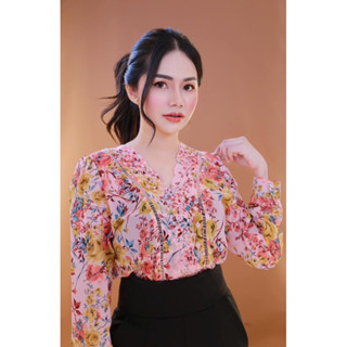 ZEEKFORYOU เสื้อ คอวี ปักฉลุ แขนยาว size S