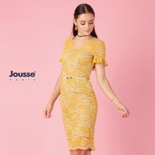 Jousse ชุดเดรสลูกไม้ออกงาน สีเหลือง เก็บทรงสอบเข้ารูป | Jousse (JR1BYE)