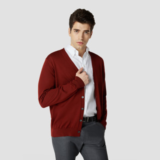 SUIT SELECT Wool Cardigan (Wine)