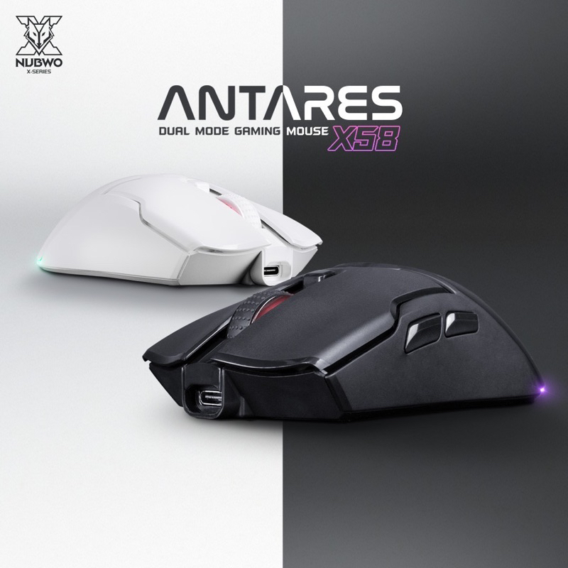 เมาส์ (มาโคร) เกมมิ่ง ไร้สายNubwo X58 WIRELESS & WIRED MACRO มีไฟ RGB ปรับ DPI ได้ ของแท้•รับประกัน 2 ปี •ส่งไว