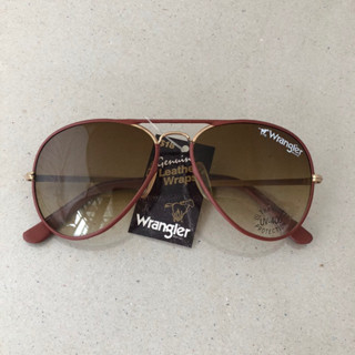 แว่นกันแดดวินเทจแท้ Wrangler : Leather Wrap (No.1) Brown Leather ,  Vintage Sunglasses