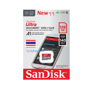 SanDisk Ultra MicroSDXC UHS-I 128GB ความเร็วสูงสุด 140 MB/s U1 A1 รุ่น SDSQUAB-128G-GN6MN