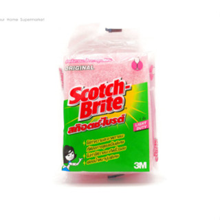 3M สก๊อตซ์ ไบร์ท No.100  (สีชมพู) Sponge Laminated แผ่นใยขัด 3"x4" Scotch-Brite