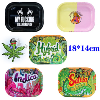 ถาด แผ่นดีบุก ลายดอกไม้ 18*14cm ถาดยำสมุนไพร ถาดโรลสมุนไพร Rolling Tray ถาดยำ ถาดโลหะ แผ่นเหล็ก