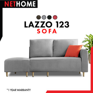 NETHOME : LAZZO123 โซฟาพร้อมสตูล ขนาด 2ที่นั่ง ผ้าแคนวาส โซฟารับแขก